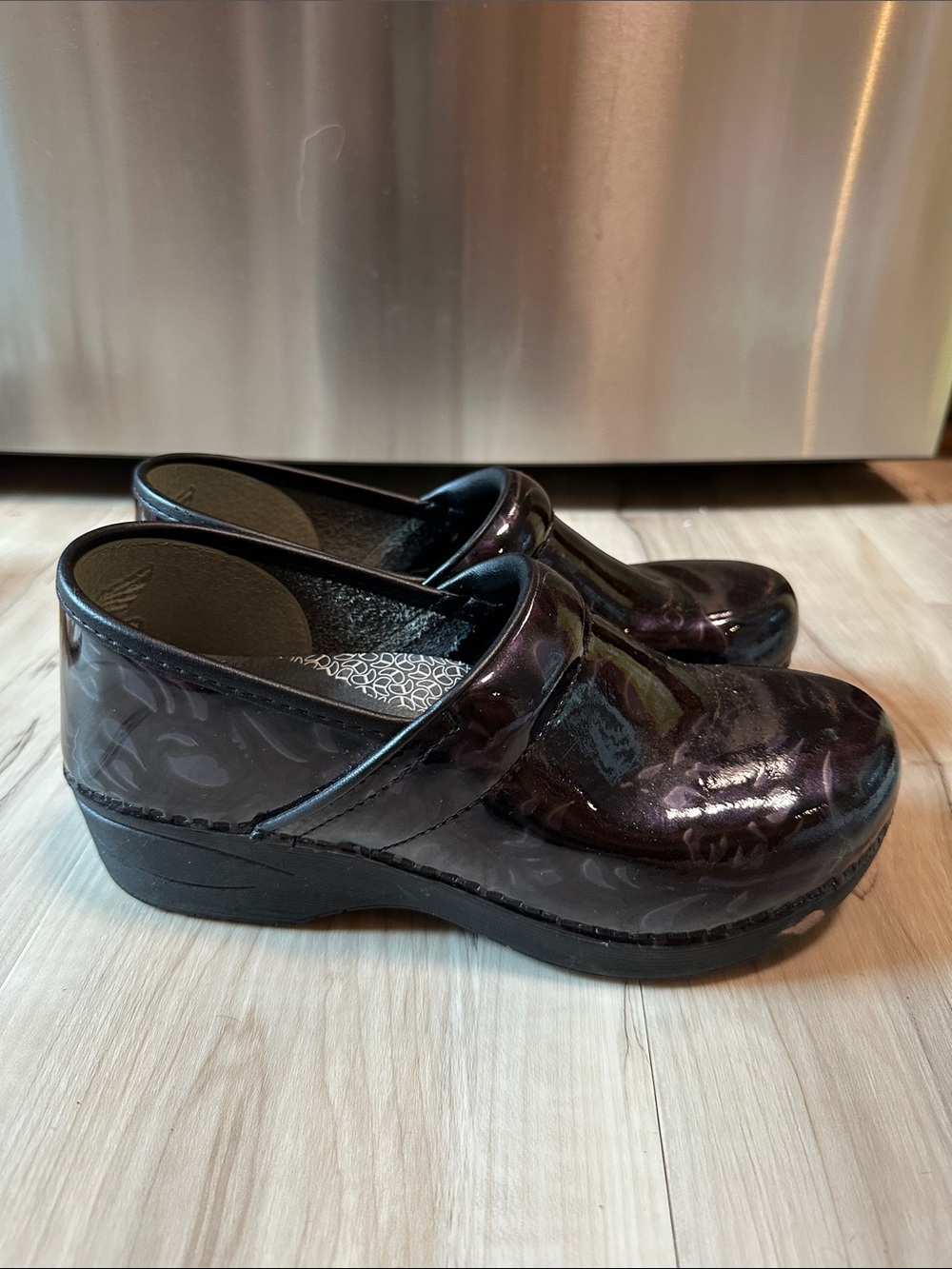 Dansko Women's Patent Dark Purple Slip-On Clogs